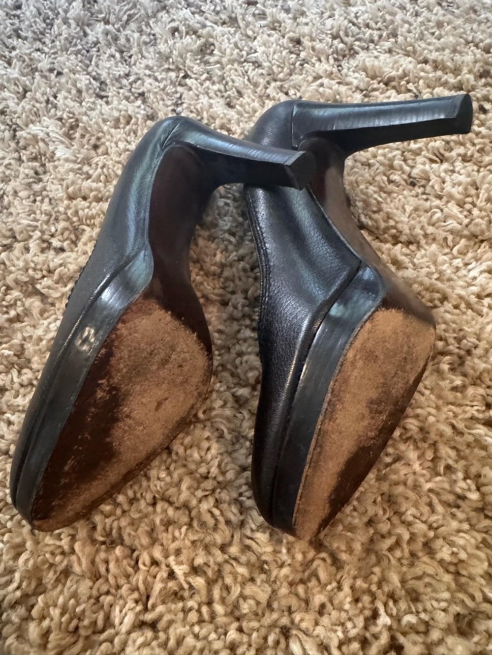 STUART WEITZMAN Platform Pumps Black Leather Stiletto Heel Spain 10 M - Picture 8 of 8